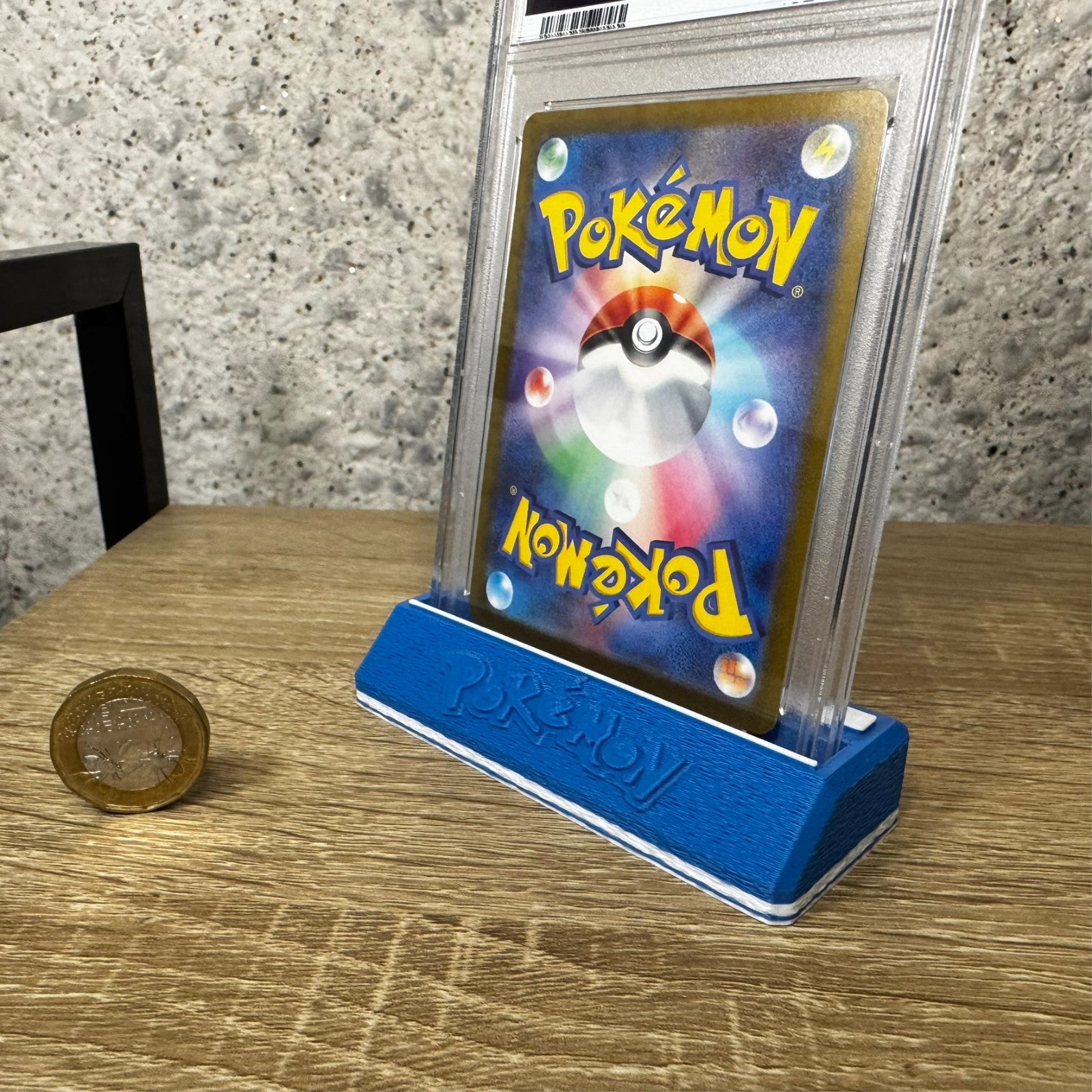 Card Display Stand for Pokemon Card in PSA Slab – Collector Display Base(Blue)