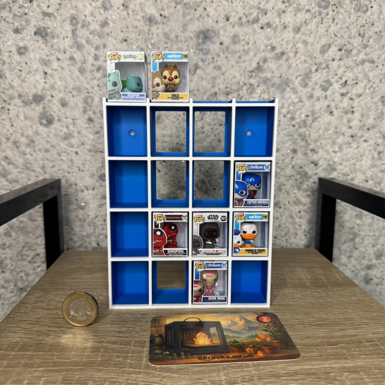 Display Shelf for Bitty Pop 20 slots organizer blue white