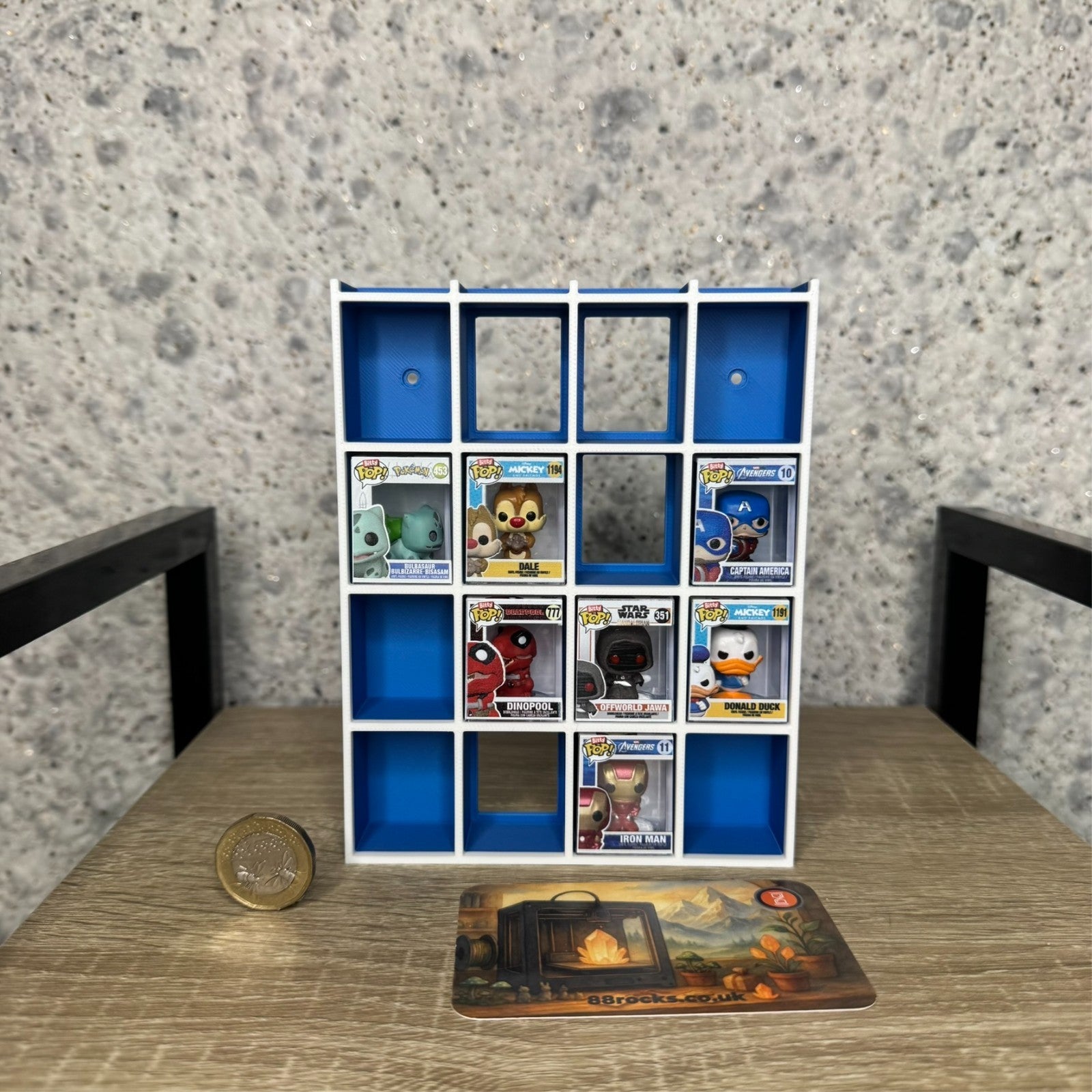 Display Shelf for Bitty Pop 20 slots organizer blue white