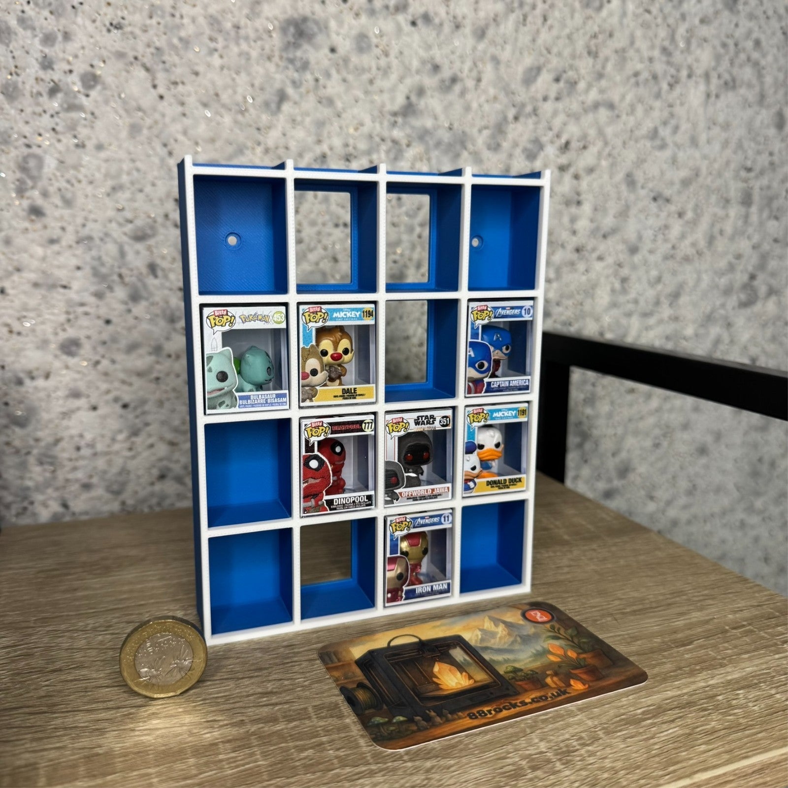 Display Shelf for Bitty Pop 20 slots organizer blue white