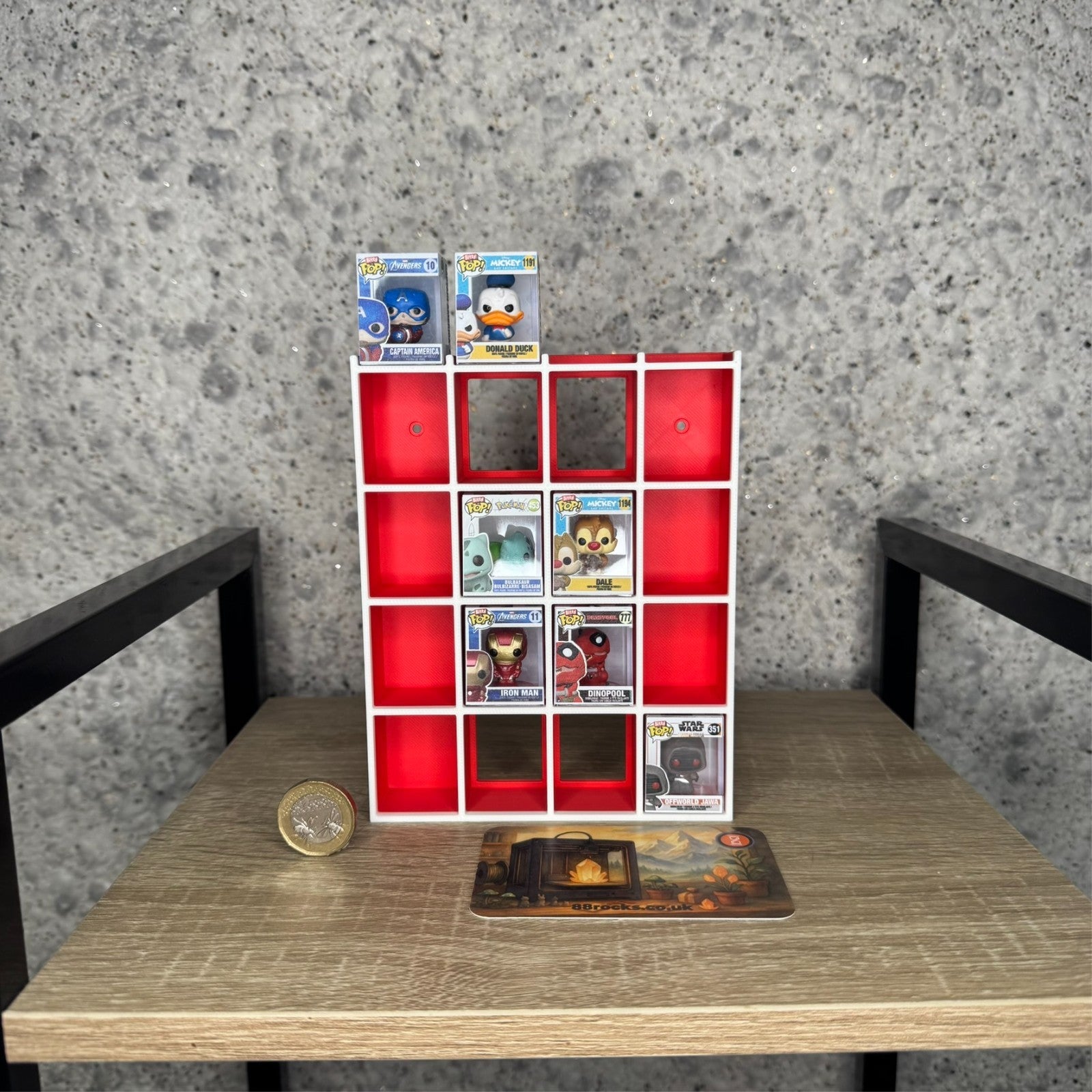 Display Shelf for Bitty Pop 20 slots organizer red white