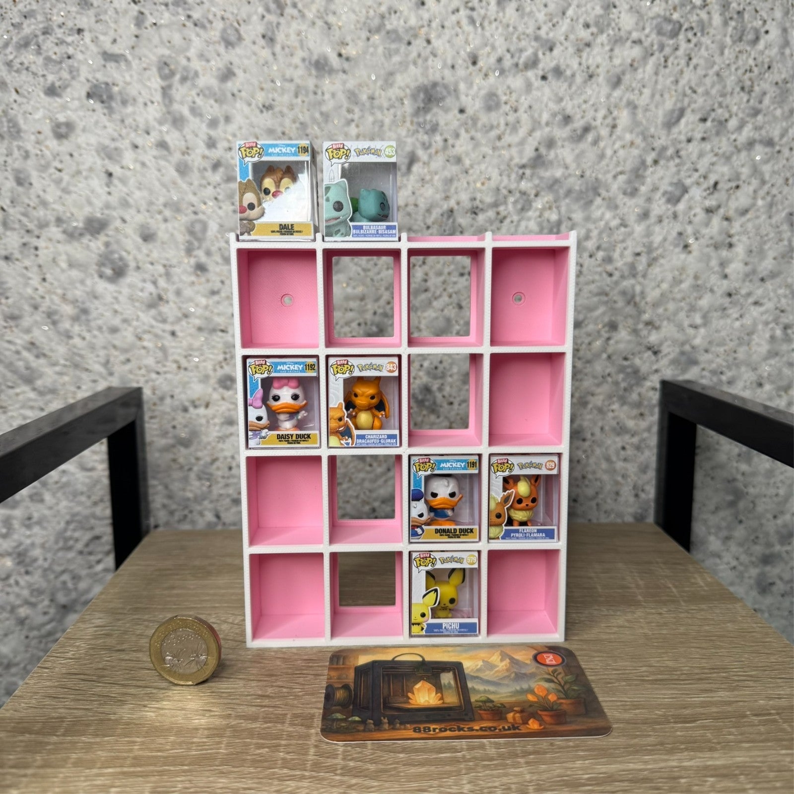 Display Shelf for Bitty Pop 20 slots organizer pink white