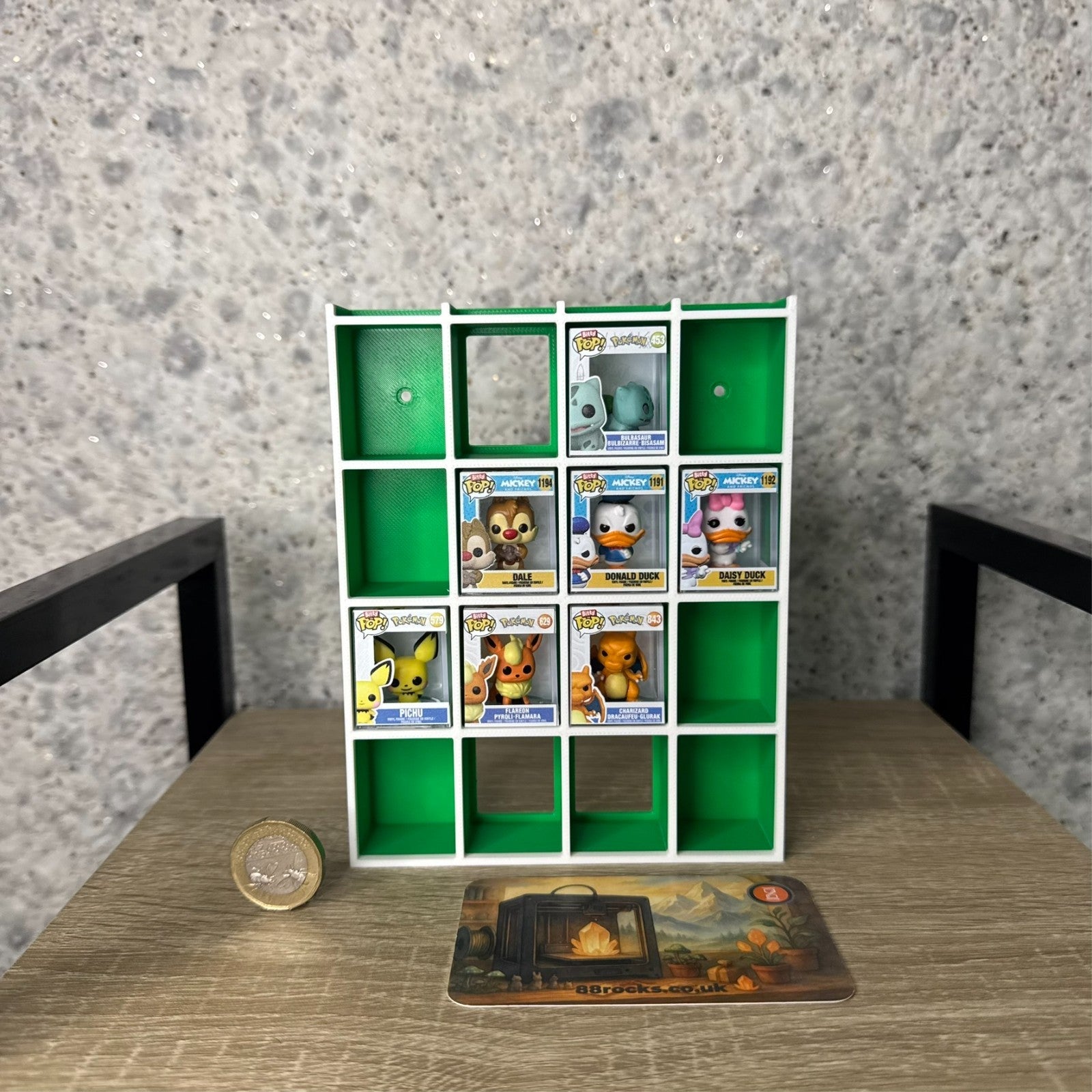 Display Shelf for Bitty Pop 20 slots organizer green white