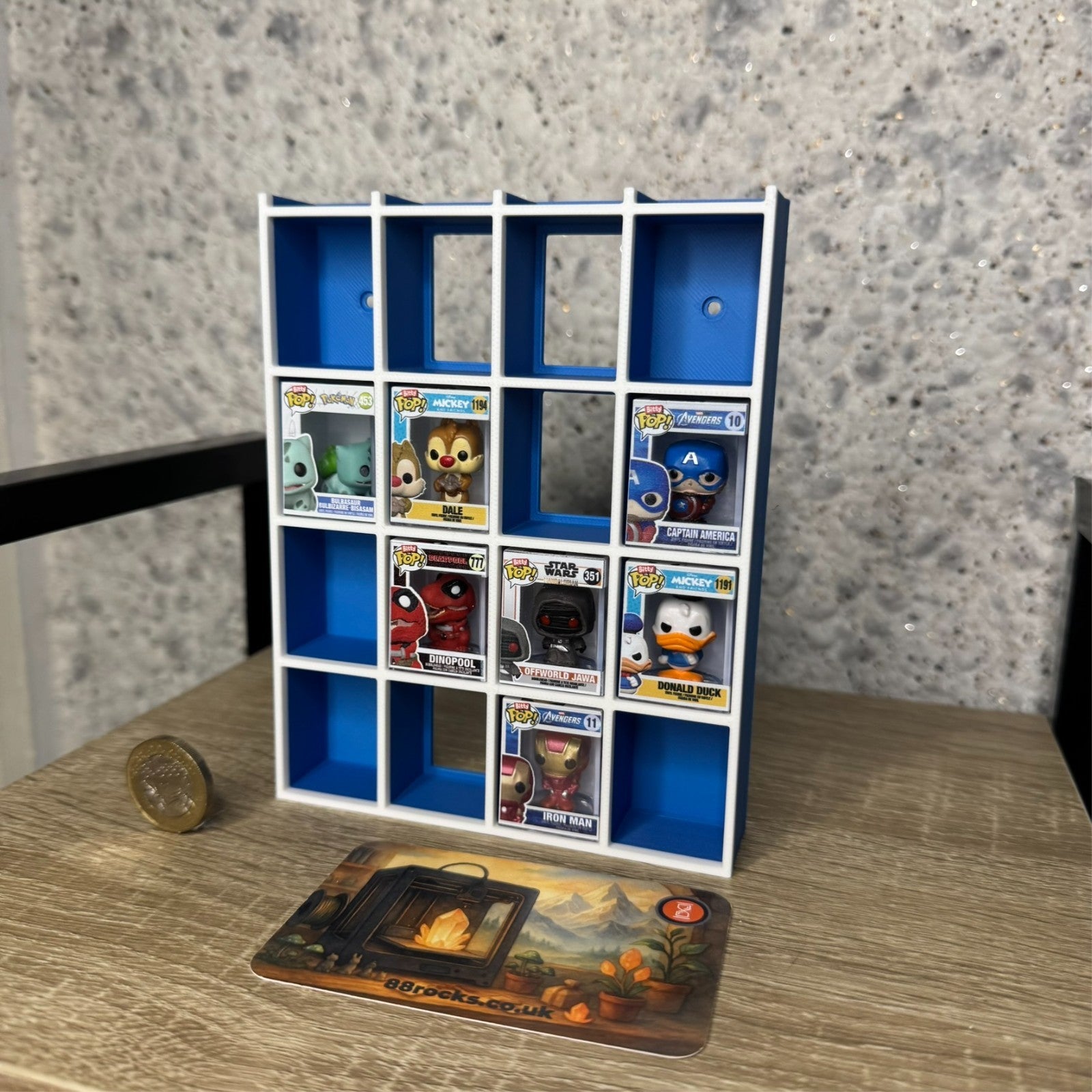 Display Shelf for Bitty Pop 20 slots organizer blue white