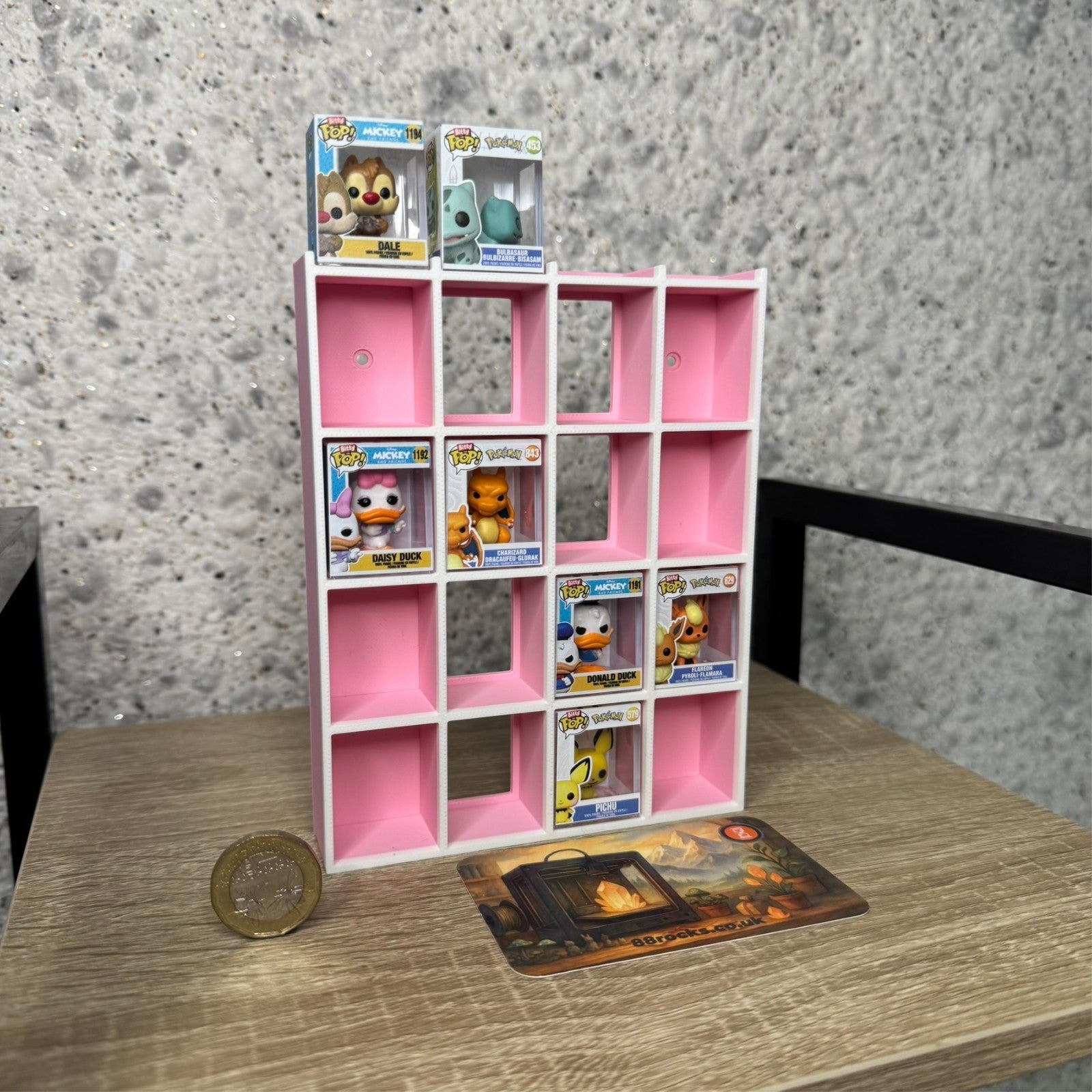 Display Shelf for Bitty Pop 20 slots organizer pink white