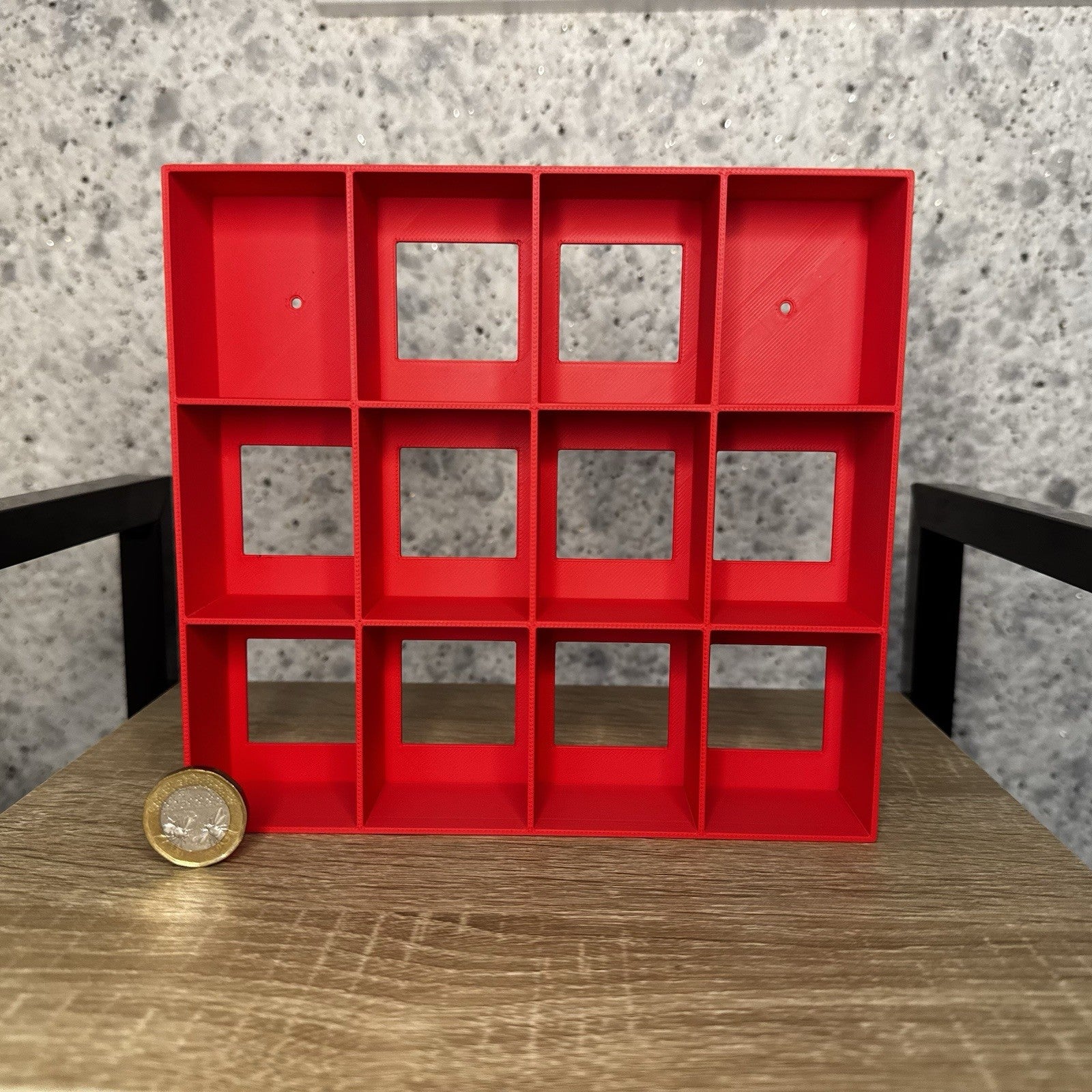 Display Shelf for Kinder Joy Figures — 12 Slots Red — Mini Toy Collector Stand