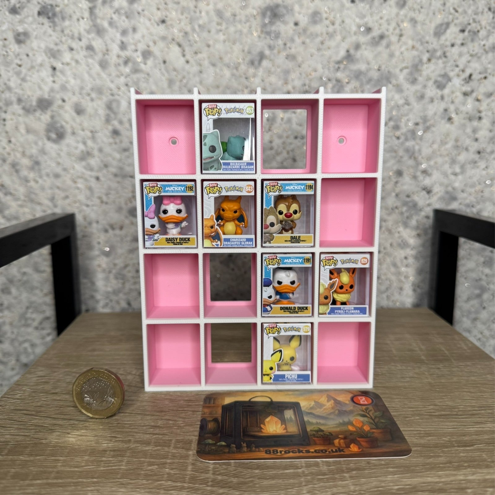 Display Shelf for Bitty Pop 20 slots organizer pink white