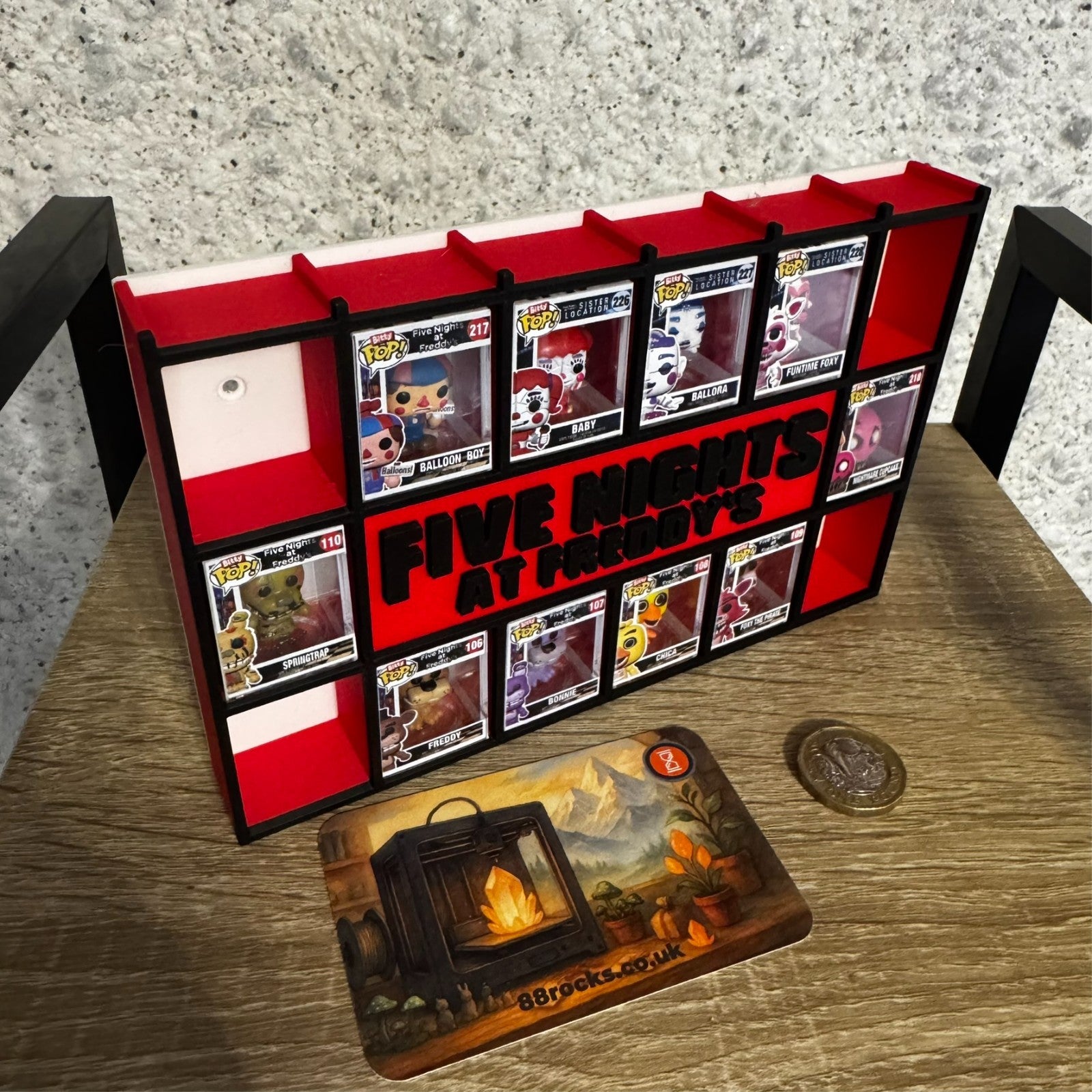 Display Shelf for 20 Bitty Pop in Five Nights at Freddy's themed