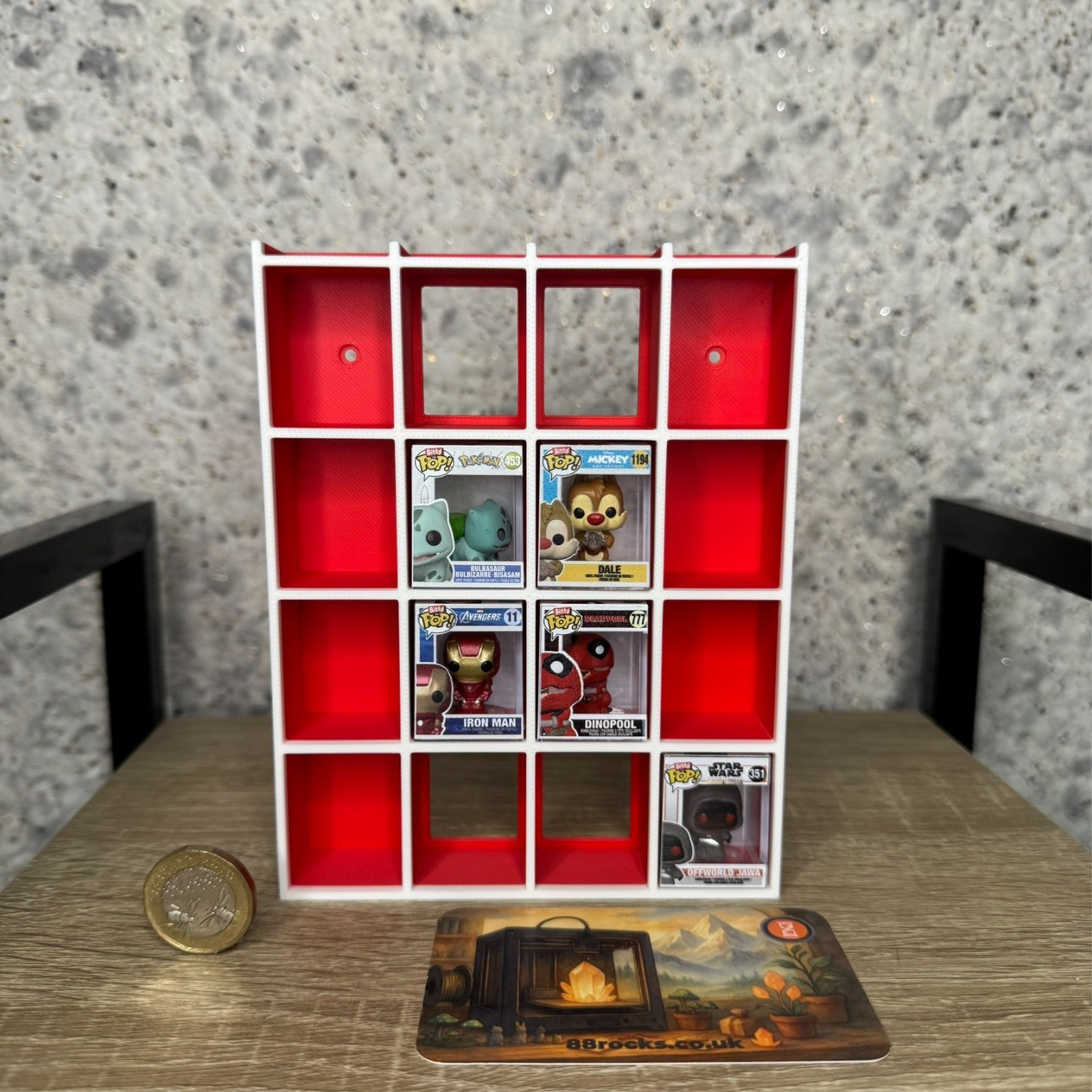 Display Shelf for Bitty Pop 20 slots organizer red white