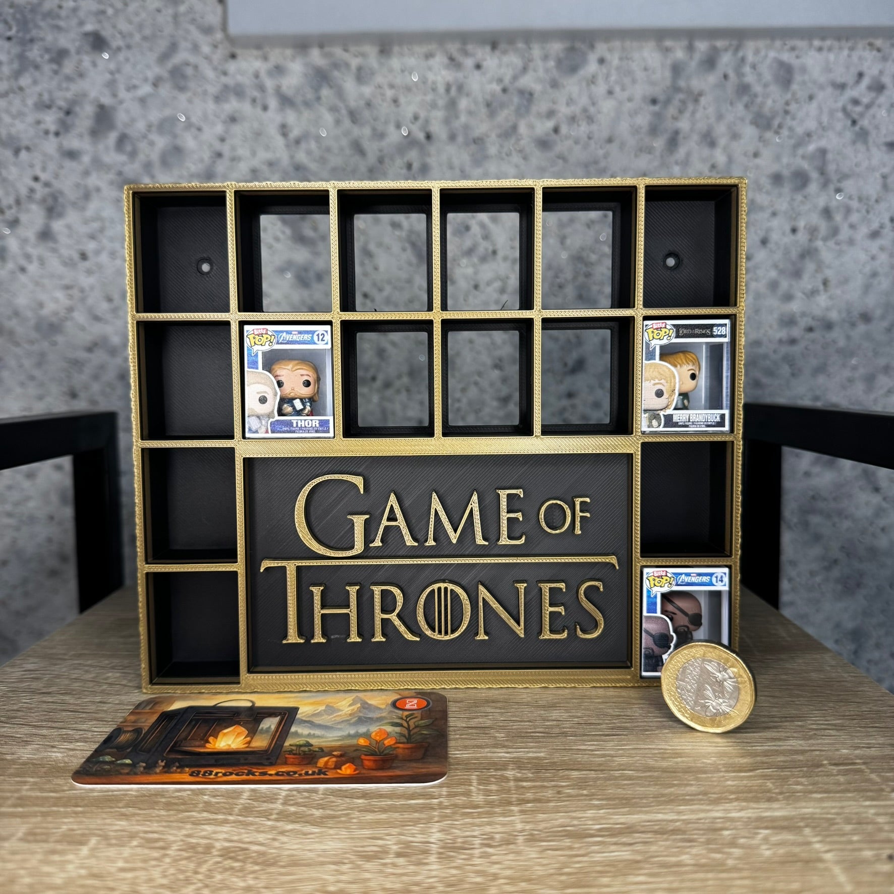 Display Shelf for Bitty Pop Game of Thrones themed ,stand, 16 slots